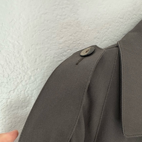 Vintage 1990’s Olive Green Wool Gaberdine Trench , Belted, Doublebreasted. S = M - Picture 13 of 16